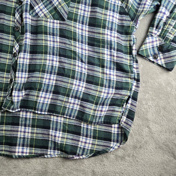 Urban Outfitters Shirt Womens Small Green White Plaid Flannel Oversized Boxy‎ - Picture 8 of 12